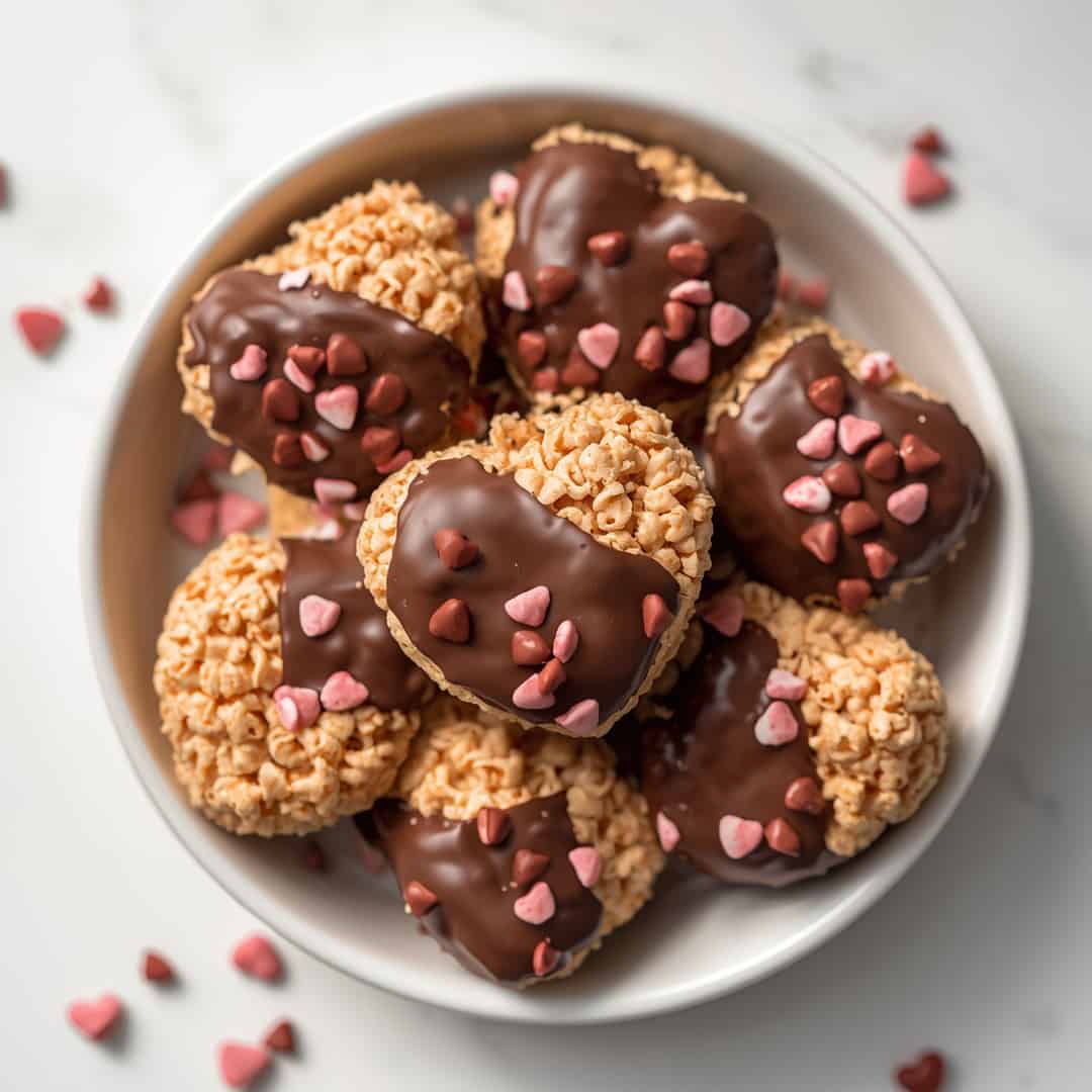 Chocolate Dipped Heart Rice Krispies Treats
