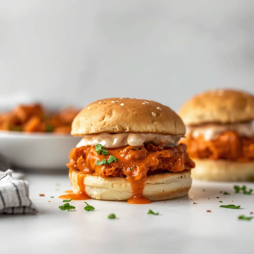 Crave Worthy Slow Cooker Buffalo Chicken Sandwiches