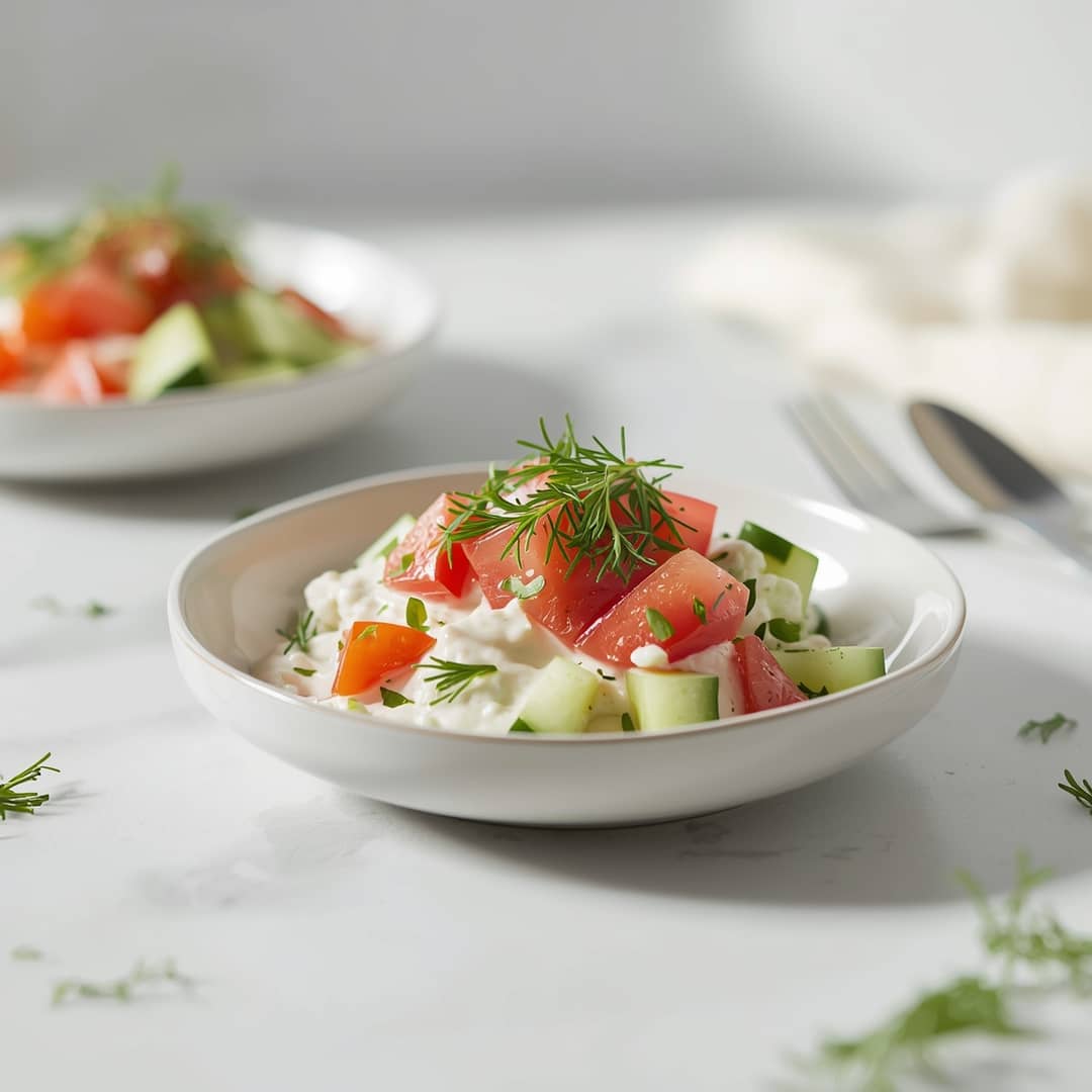 Creamy Cucumber Tomato Dill Salad