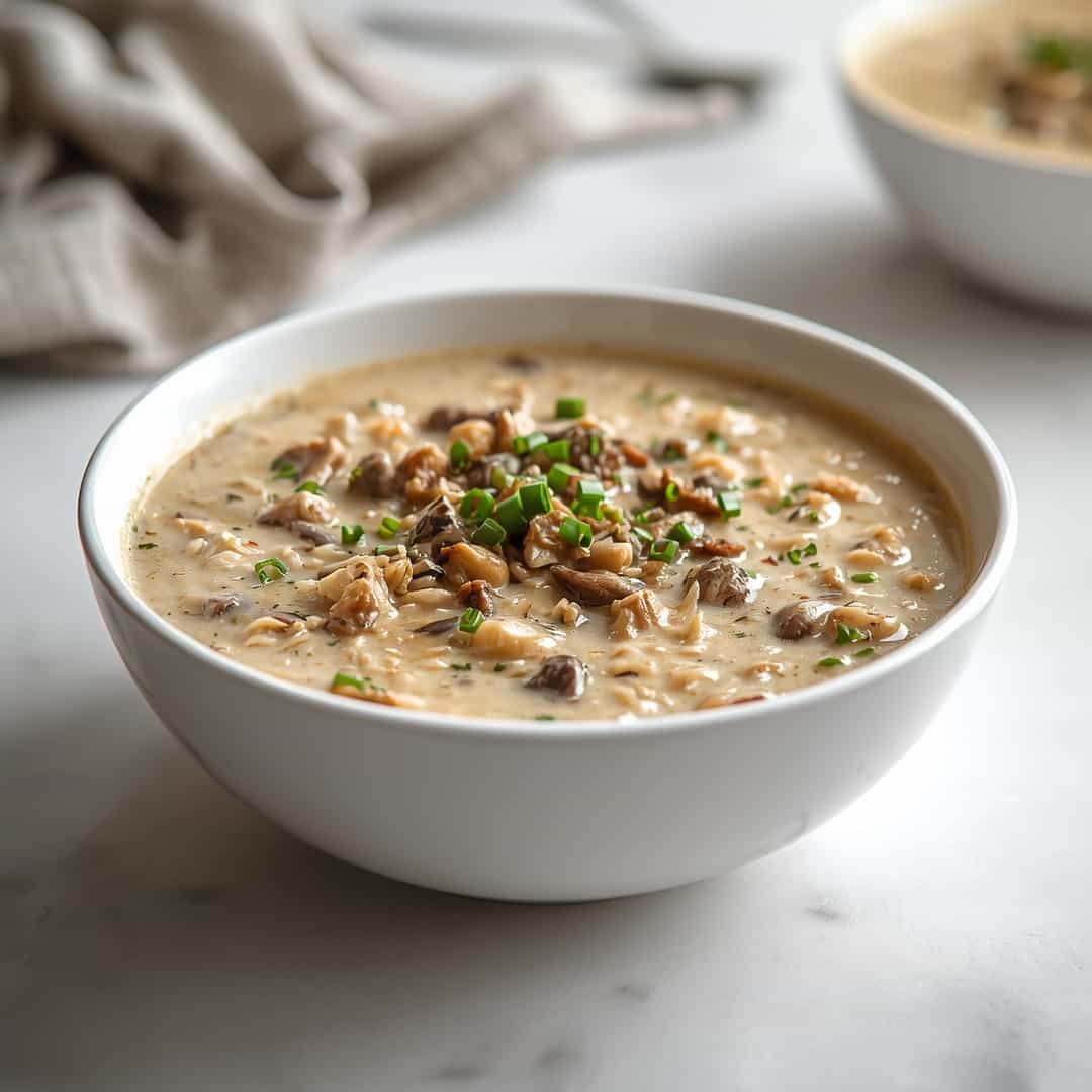 Creamy Mushroom Chicken Wild Rice Soup