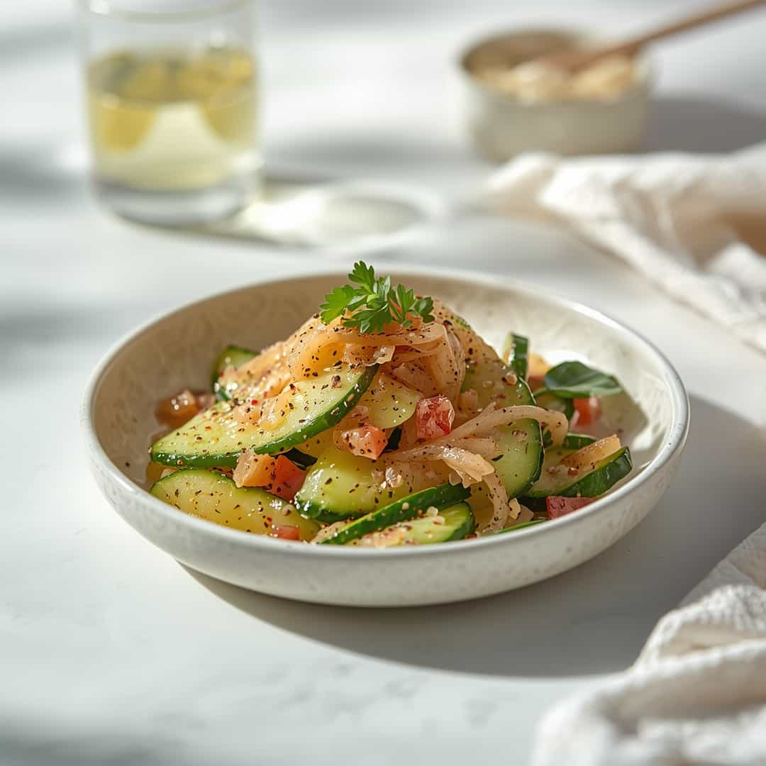 Crisp Tangy Cucumber Vinegar Salad