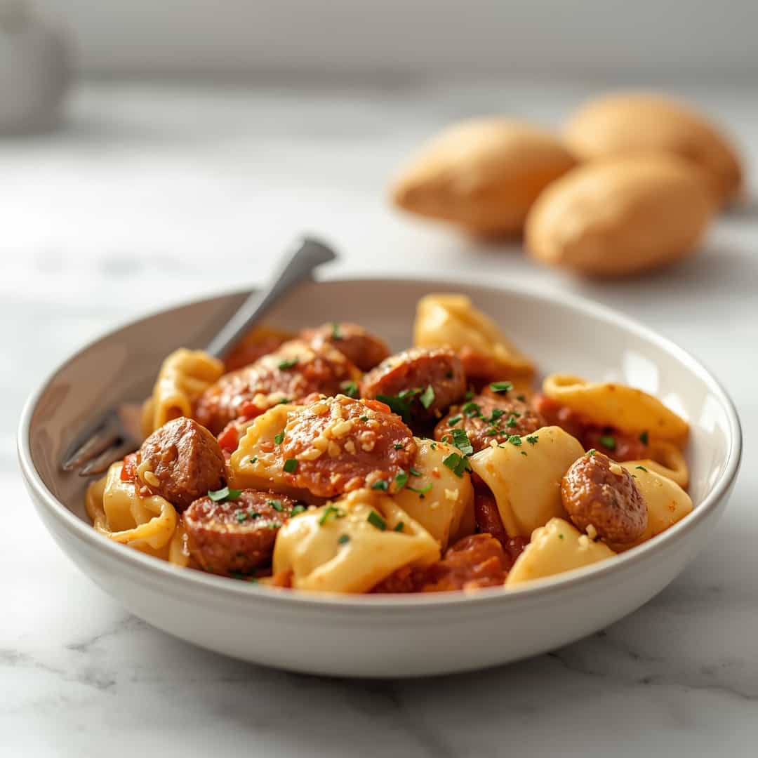 Crockpot Cheese Tortellini and Sausage 2 Crockpot Cheese Tortellini and Sausage