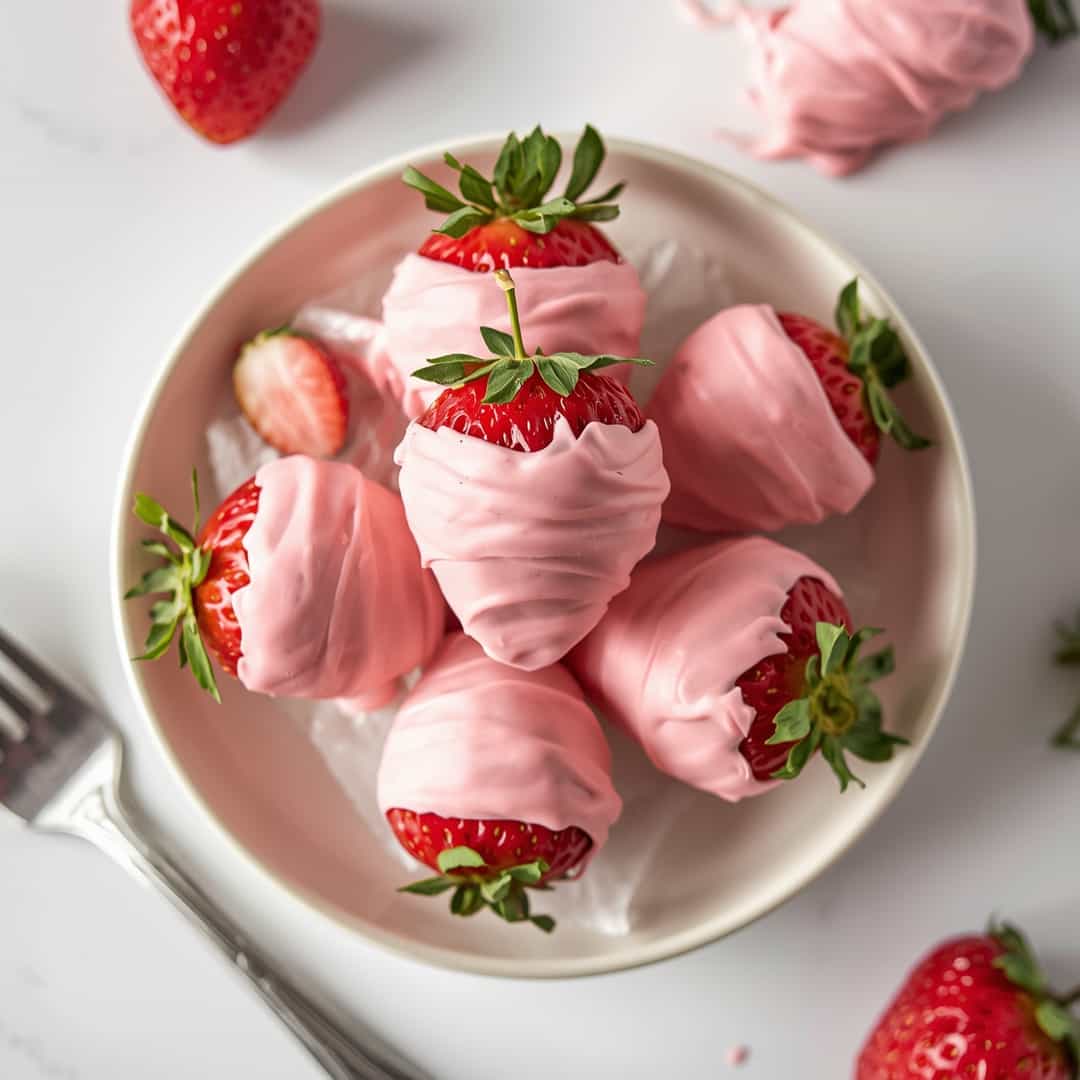 Easy Pink Chocolate Covered Strawberries