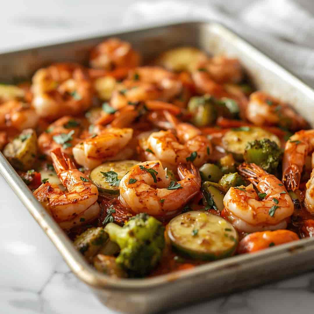 Garlicky Shrimp And Veggies Easy Sheet Pan