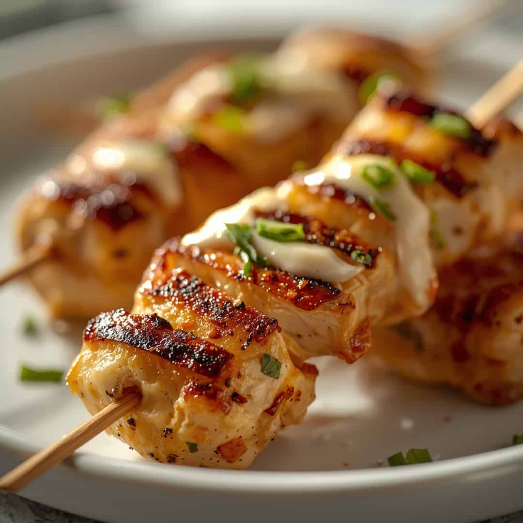Grilled Ranch Garlic Parmesan Chicken Skewers