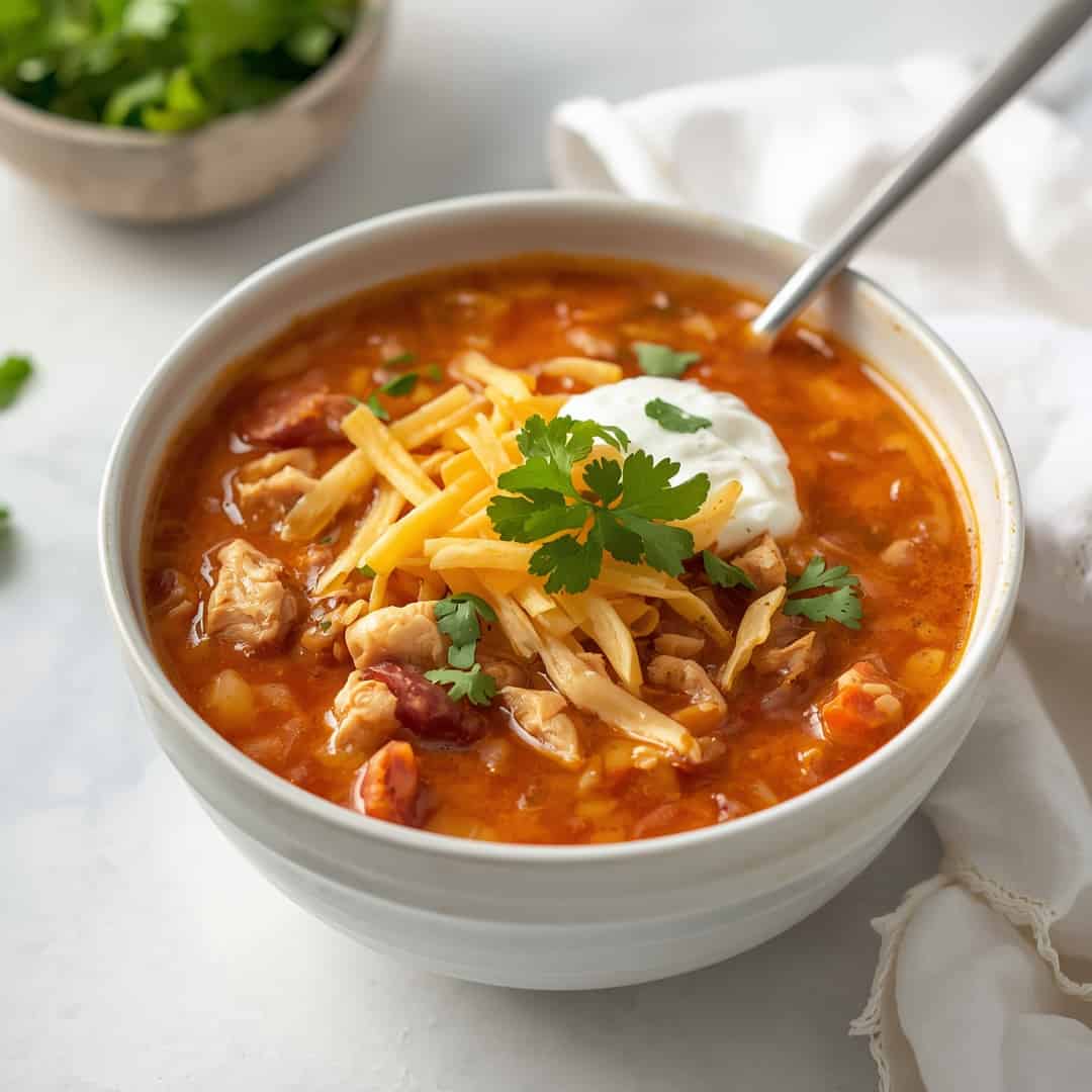 Hearty Crockpot Chicken Tortilla Soup