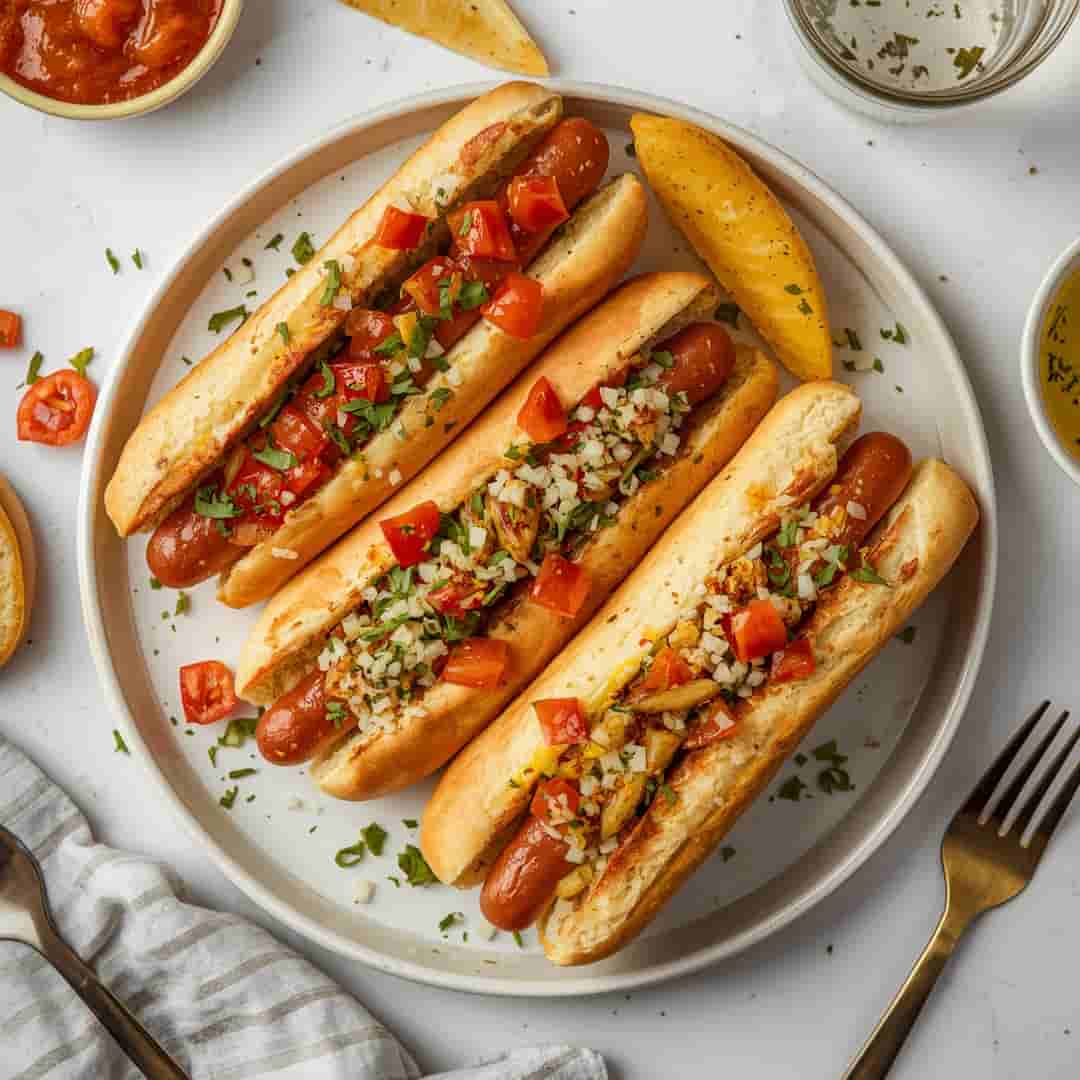 Hot Dogs with Toppings 2 Hot Dogs with Toppings