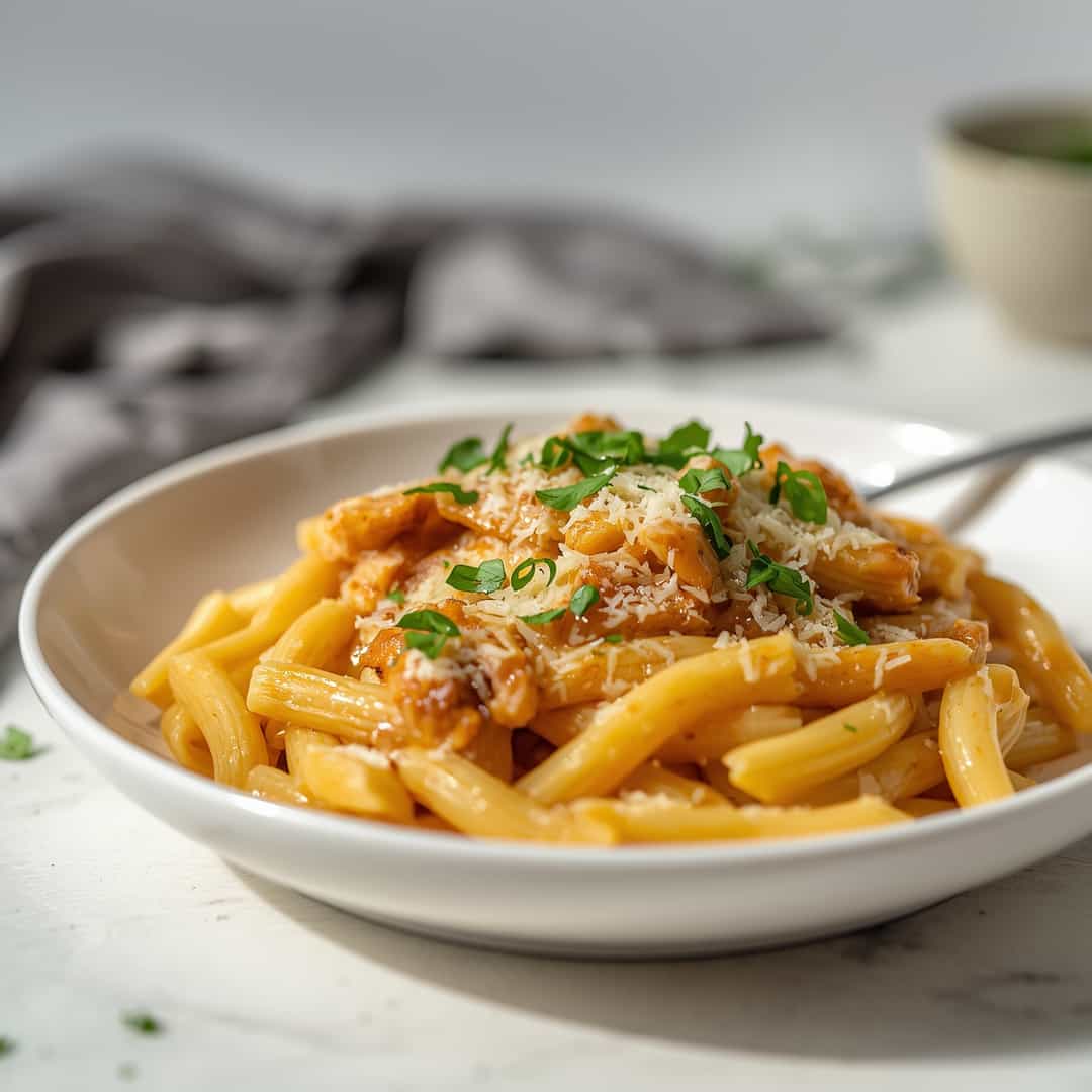 Irresistible Crockpot Garlic Parmesan Chicken Pasta