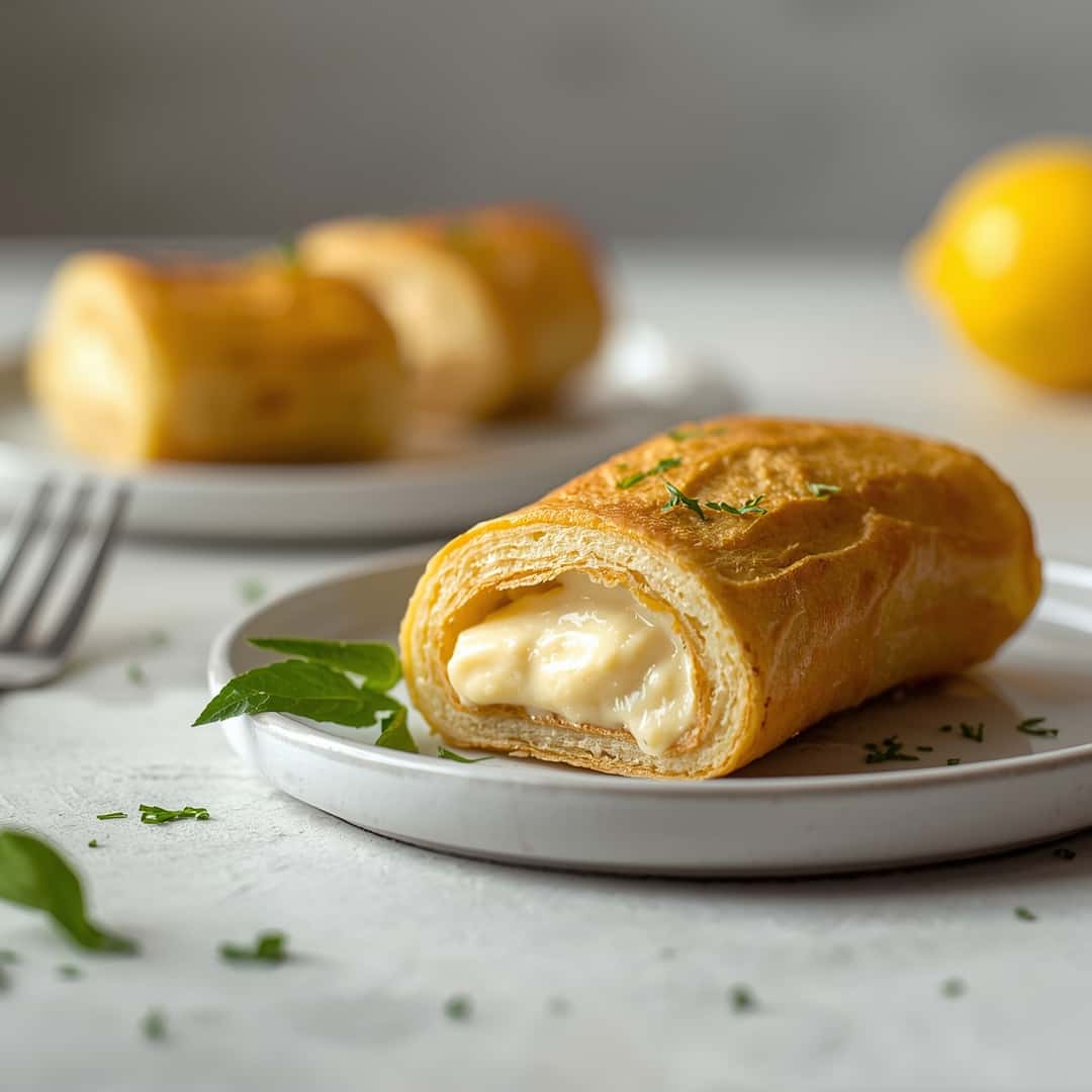 Lemon Cream Cheese Stuffed Pancake Rolls