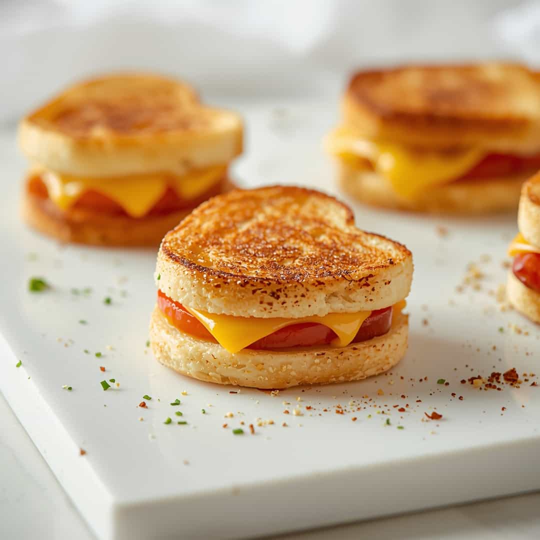 Mini Grilled Cheese Hearts 2 Mini Grilled Cheese Hearts