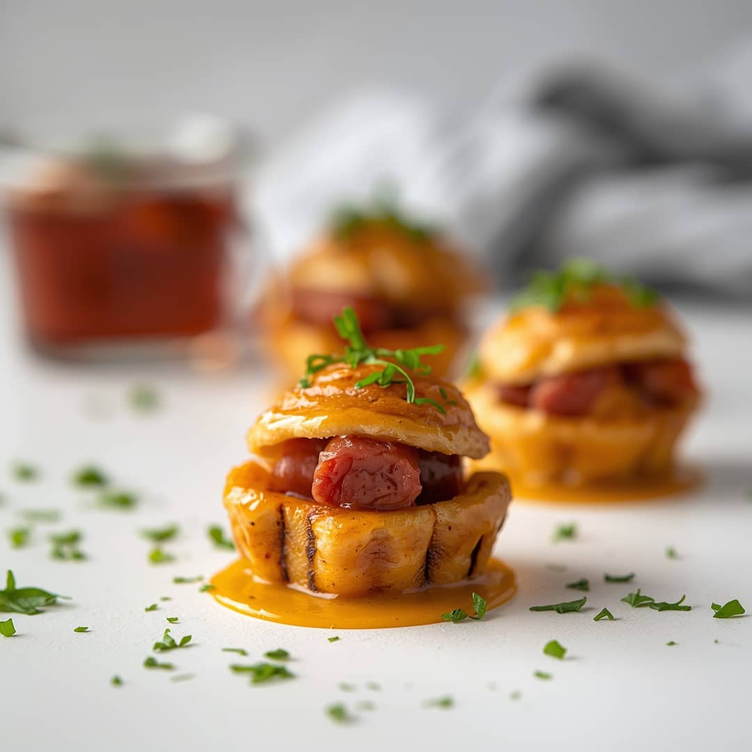 Mustard Hasselback Beef Kielbasa Bites