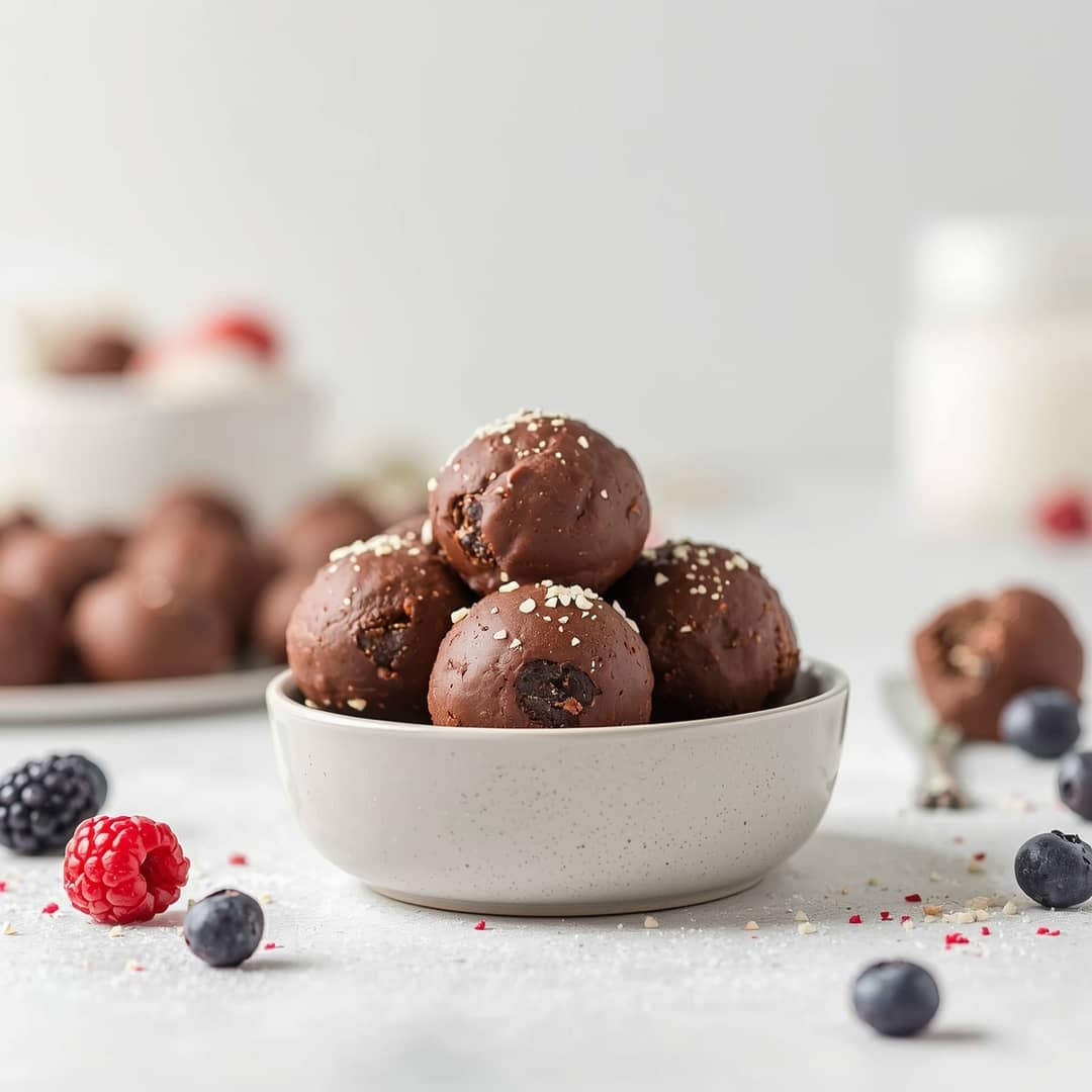 No Bake Chocolate Berry Protein Balls 2 No Bake Chocolate Berry Protein Balls