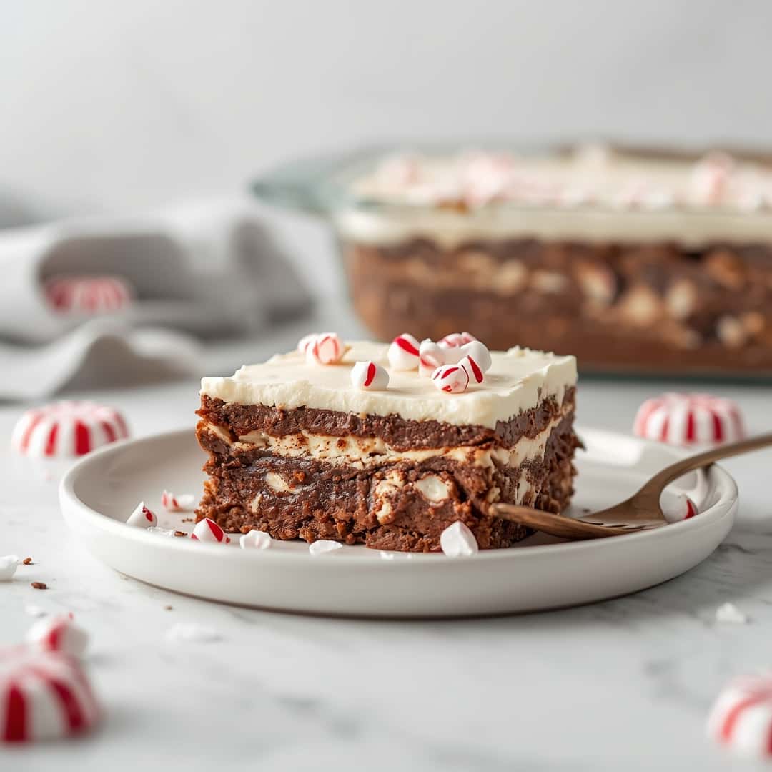No Bake Chocolate Peppermint Lasagna Dessert