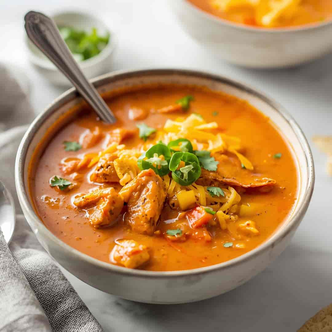 One Pot Creamy Chicken Enchilada Soup