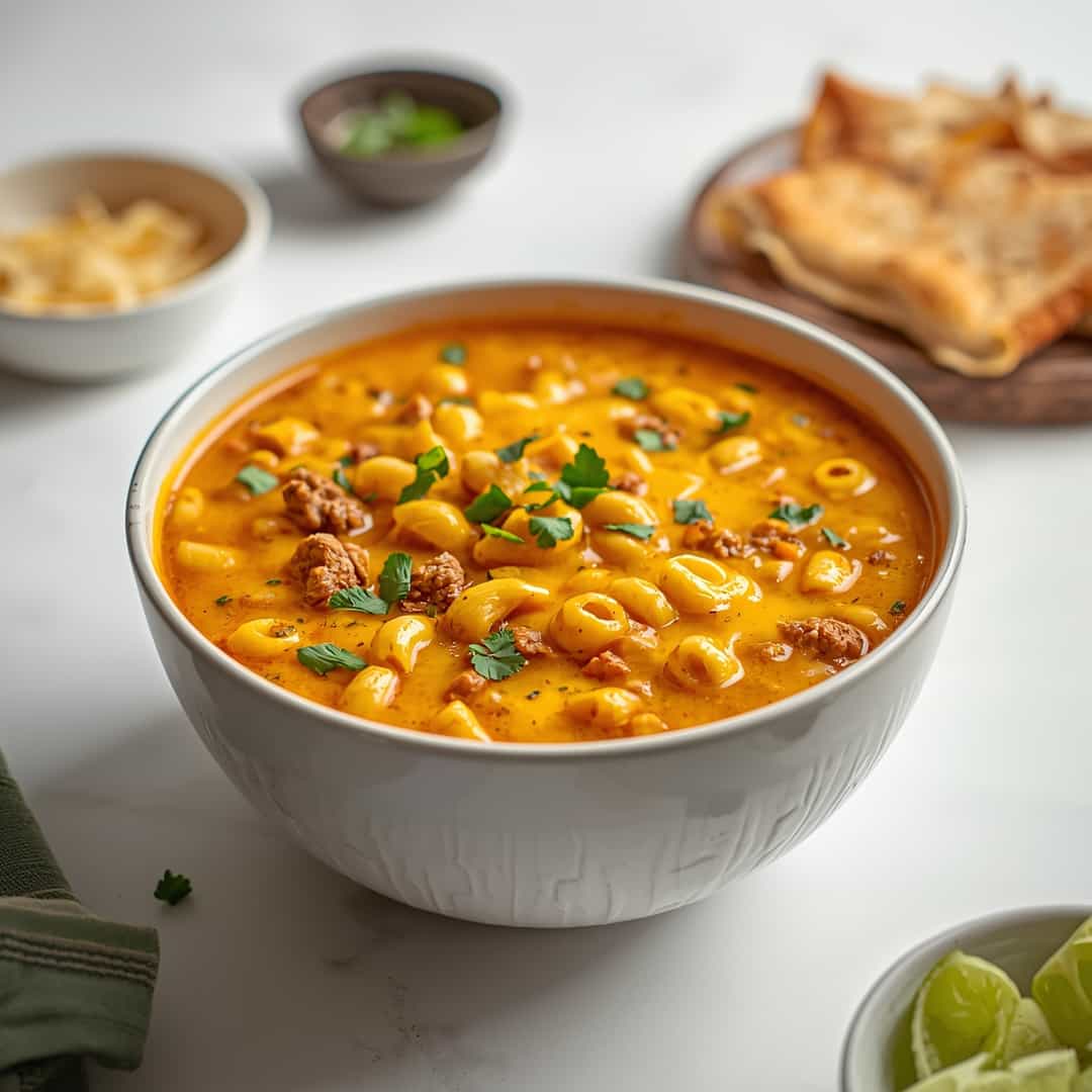 One-Pot Macaroni Cheeseburger Soup
