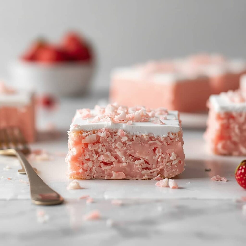 Pink Coconut Snowball Cake Bars Recipe