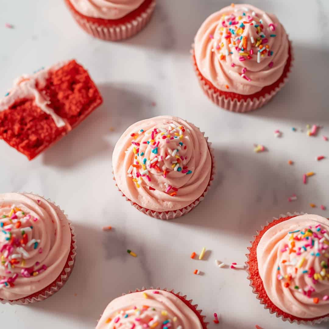 Pink Velvet Funfetti Cupcakes