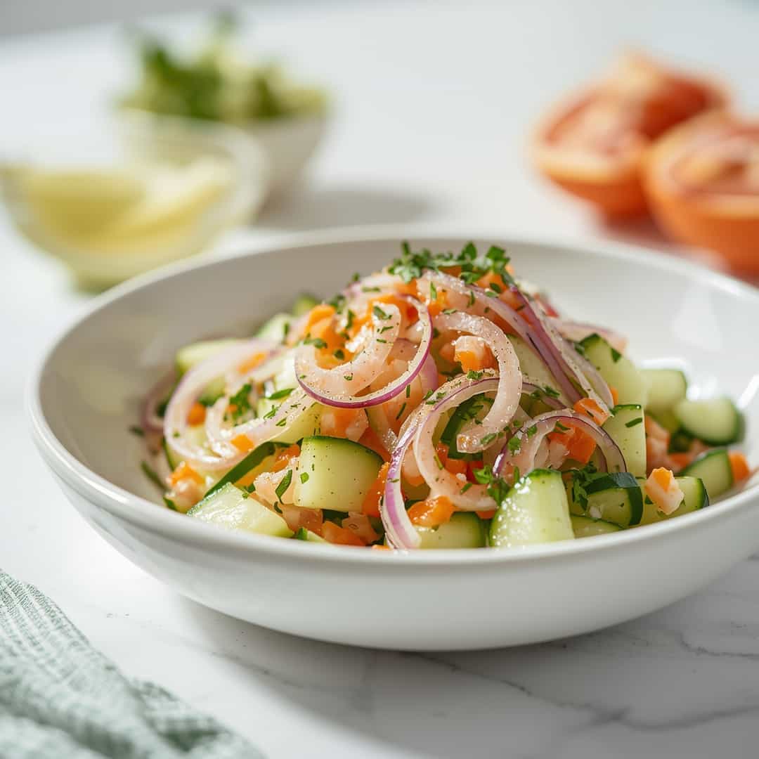 Quick Tangy Cucumber Onion Salad 2 Quick Tangy Cucumber Onion Salad