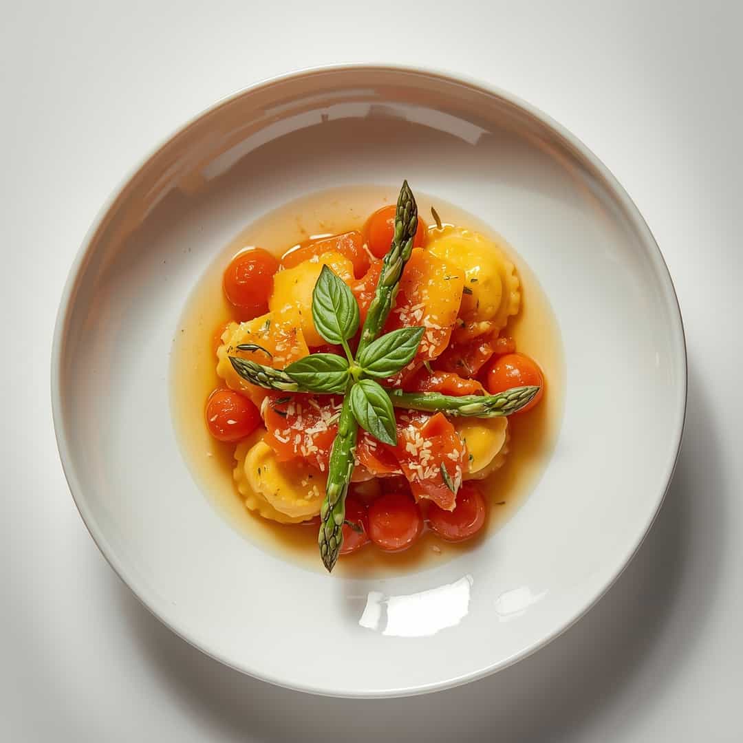 Ravioli Tomatoes Asparagus 2 Ravioli Tomatoes Asparagus
