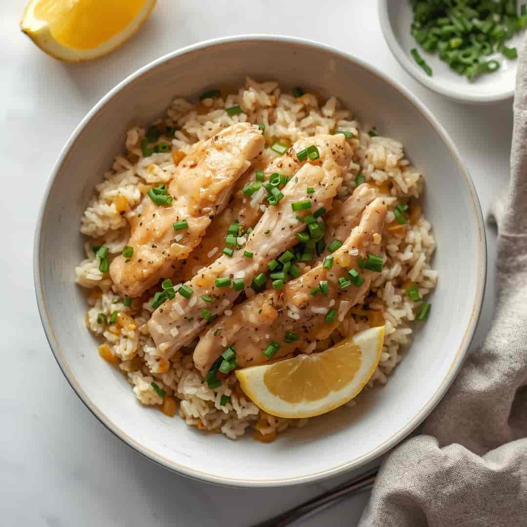 Slow Cooker Lemon Herb Chicken Rice