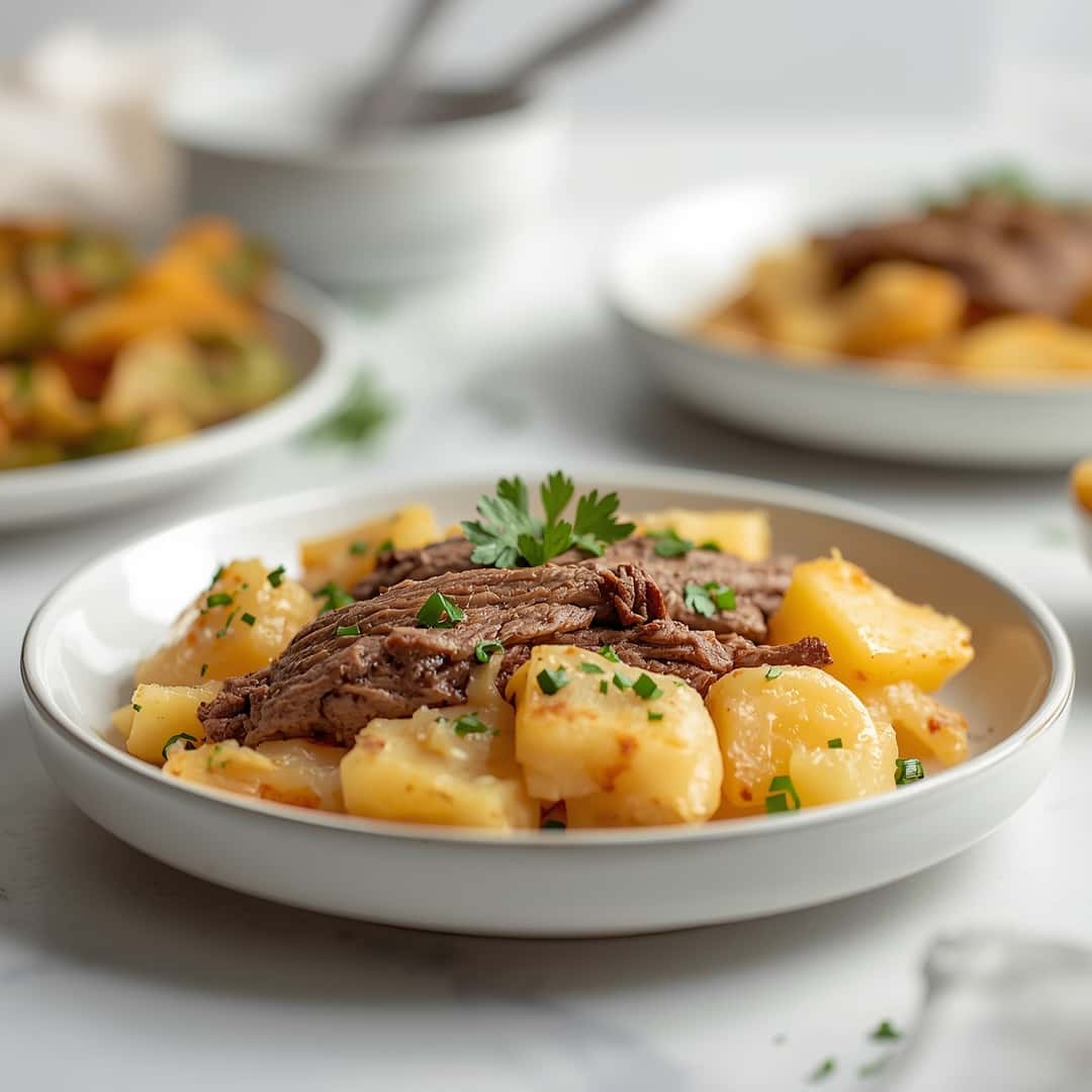 Slow Cooker Steak and Cheddar Potato