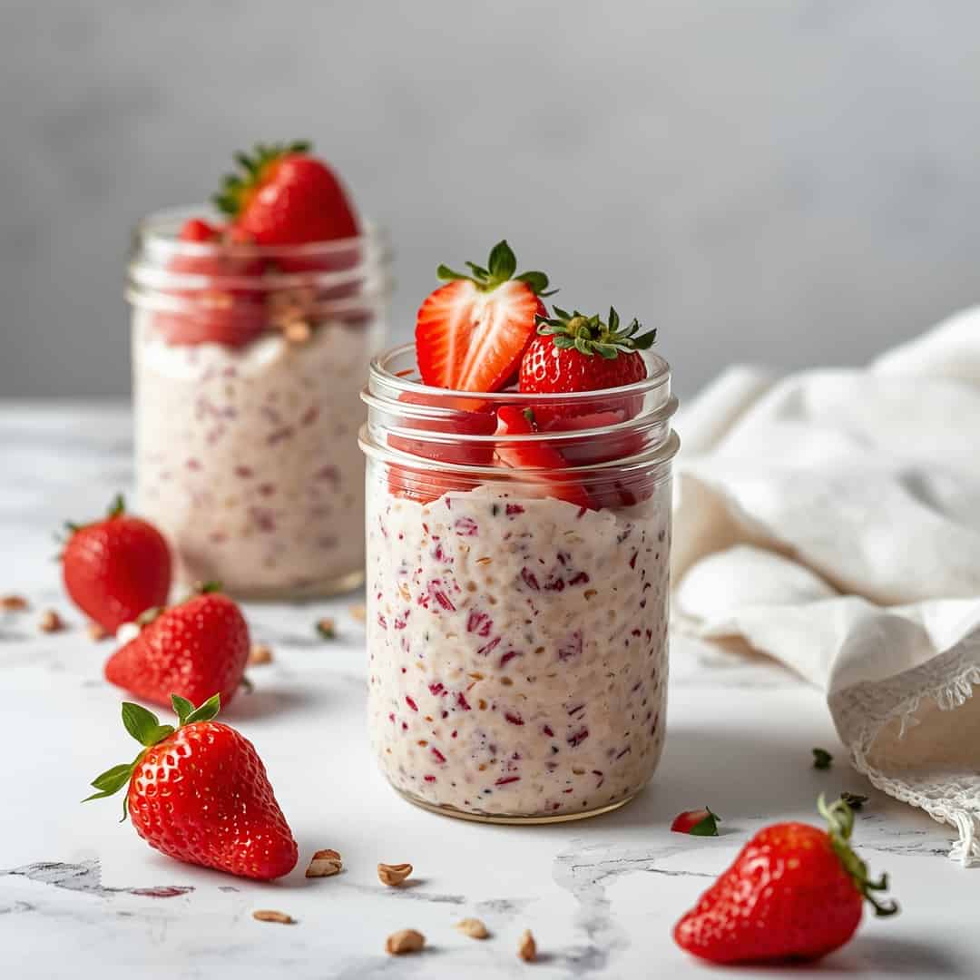 Strawberries Cream Overnight Oats