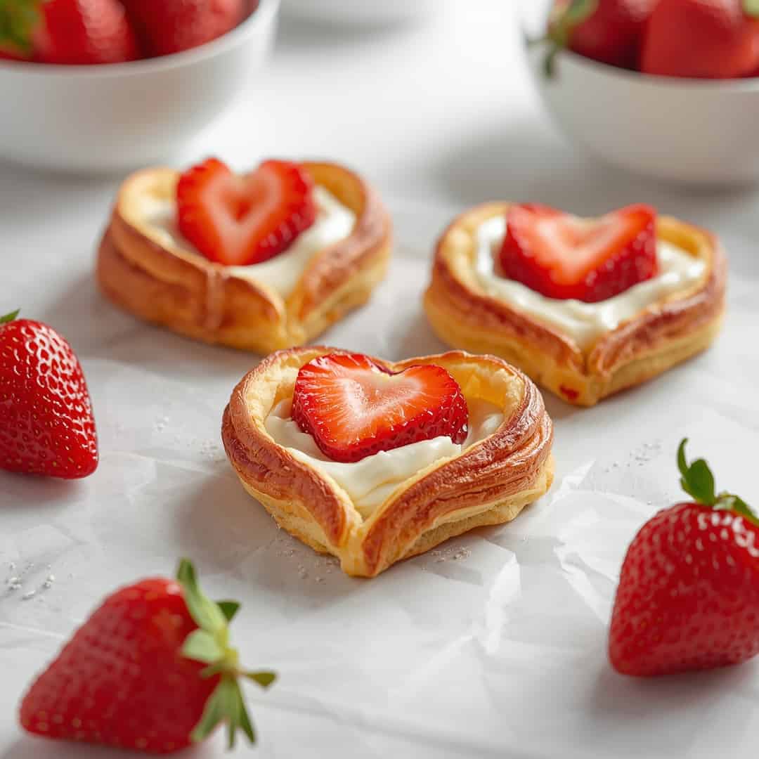 Strawberry Cream Cheese Heart Danishes Recipe 2 Strawberry Cream Cheese Heart Danishes Recipe