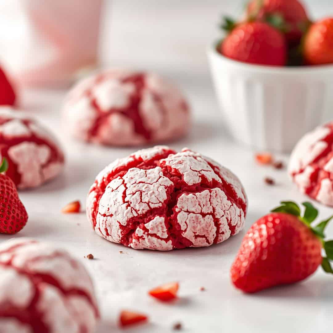 Strawberry Crinkle Cookies 2 Strawberry Crinkle Cookies