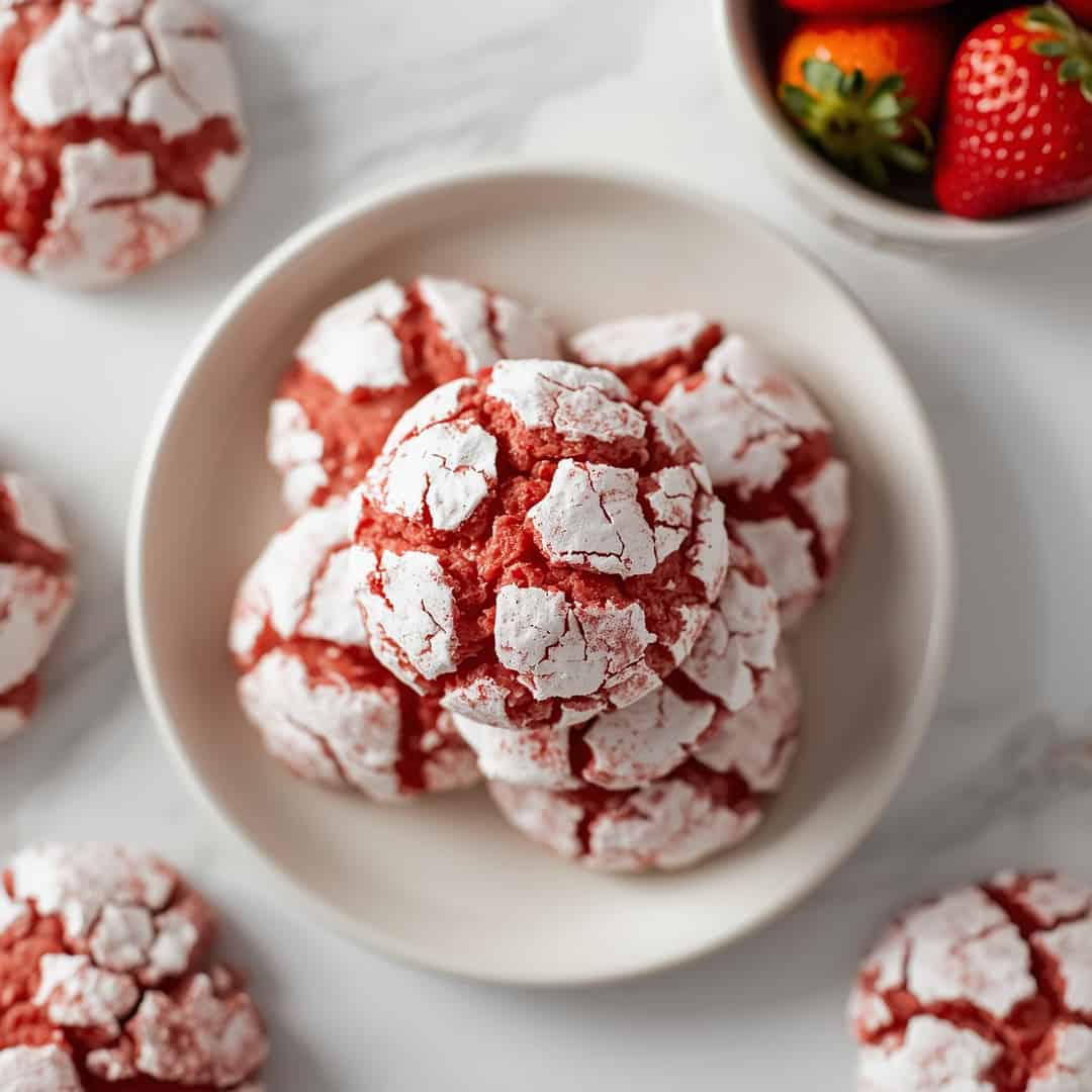 Strawberry Crinkle Cookies