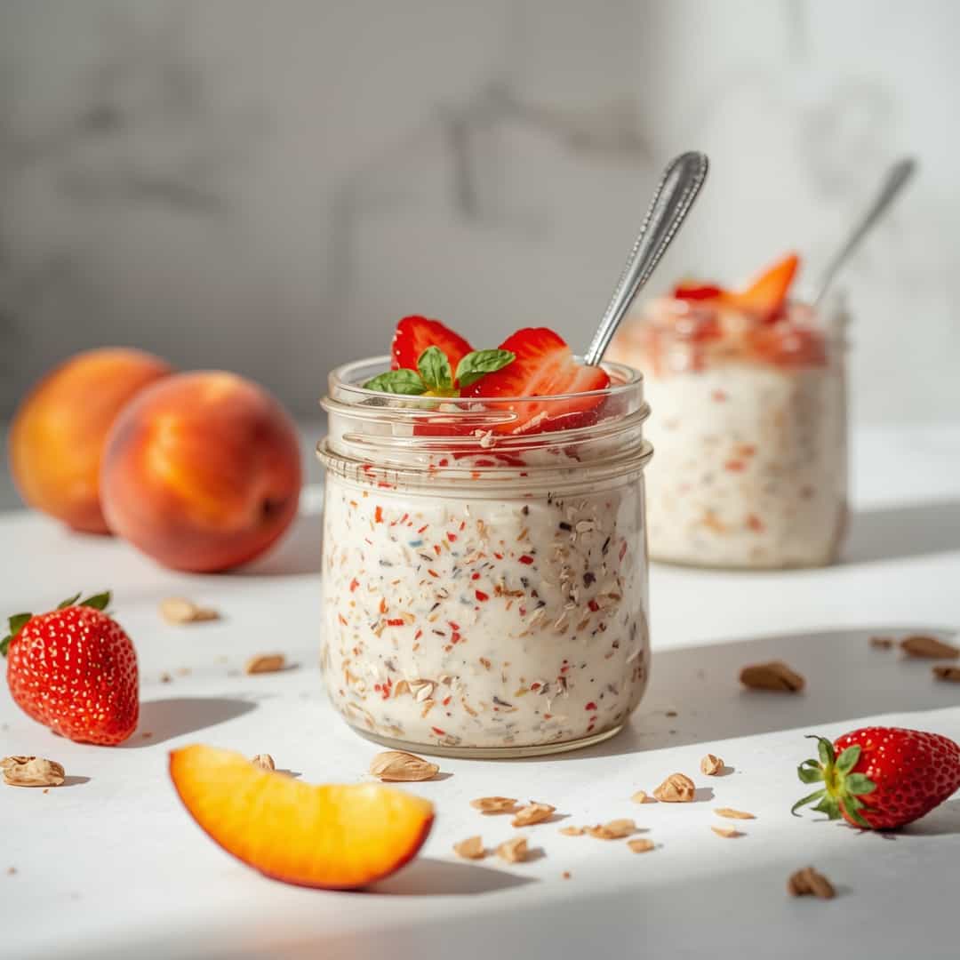 Strawberry Peach Overnight Oats 2 Strawberry Peach Overnight Oats