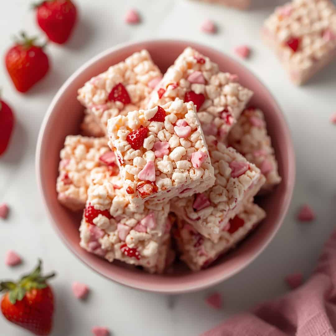 Strawberry Valentine Rice Krispie Treats