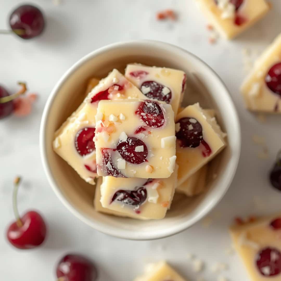 White Chocolate Cherry Fudge
