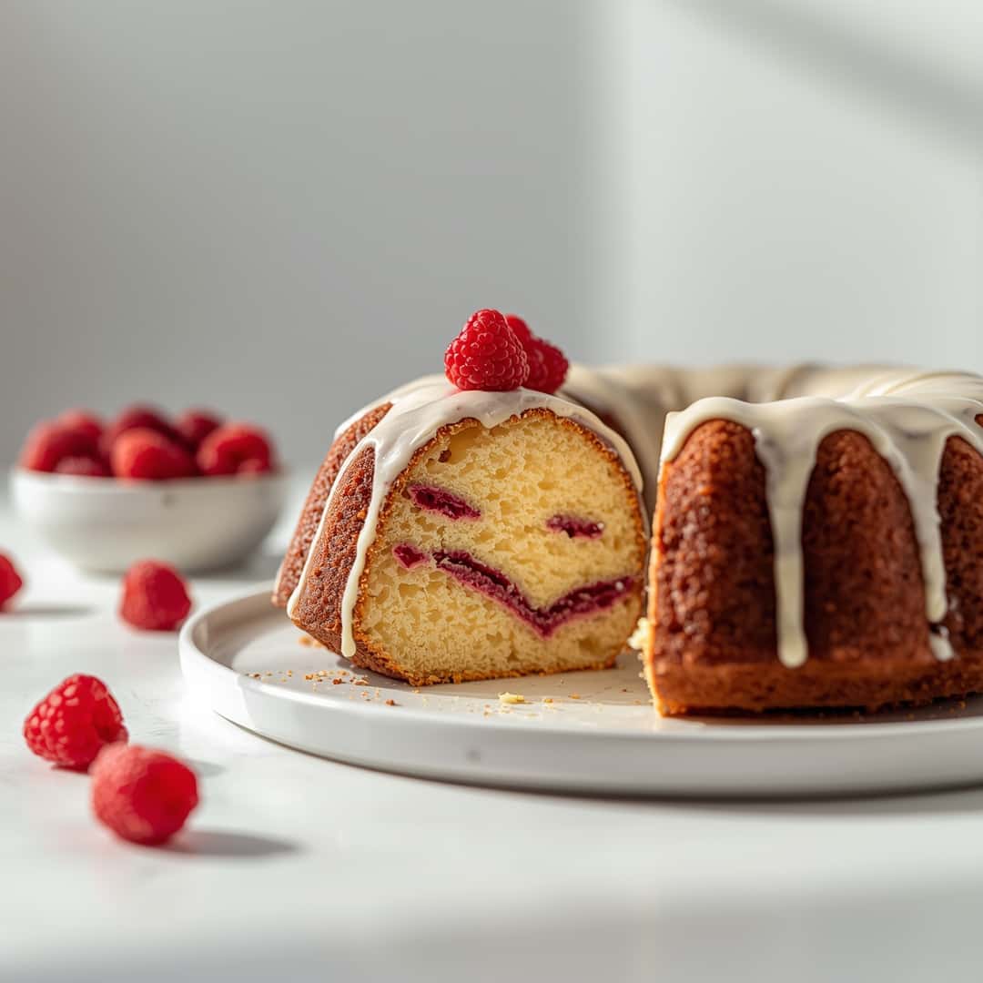 White Chocolate Raspberry Bundt Cake