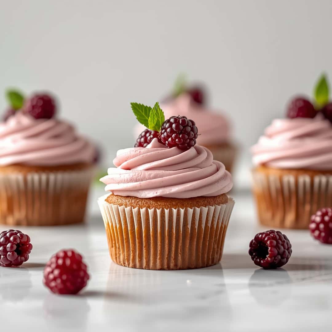 Blackberry Cupcakes with Creamy Blackberry Buttercream