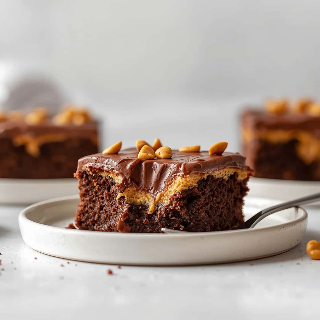 Chocolate Peanut Butter Poke Cake 2 Chocolate Peanut Butter Poke Cake