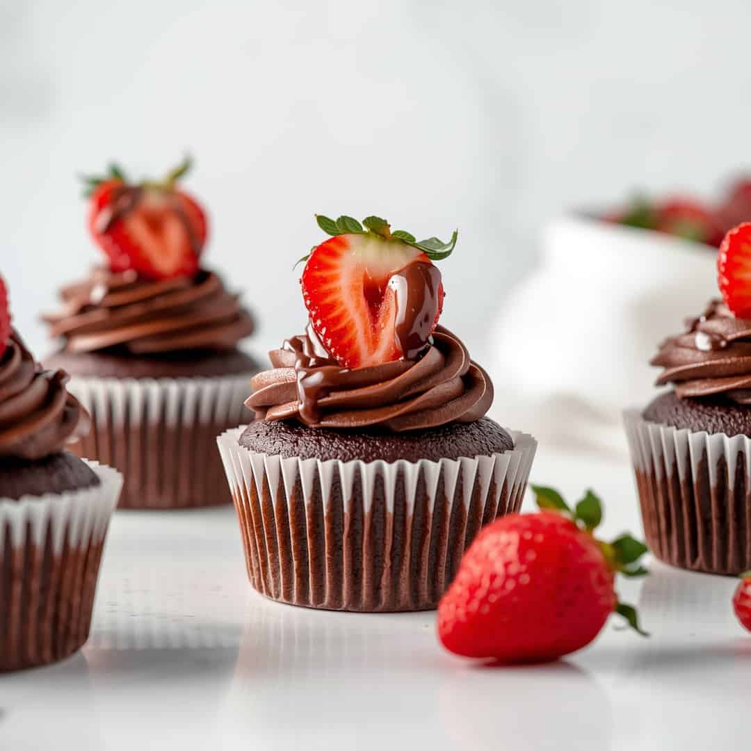Chocolate Strawberry Cupcakes with Ganache 2 Chocolate Strawberry Cupcakes with Ganache