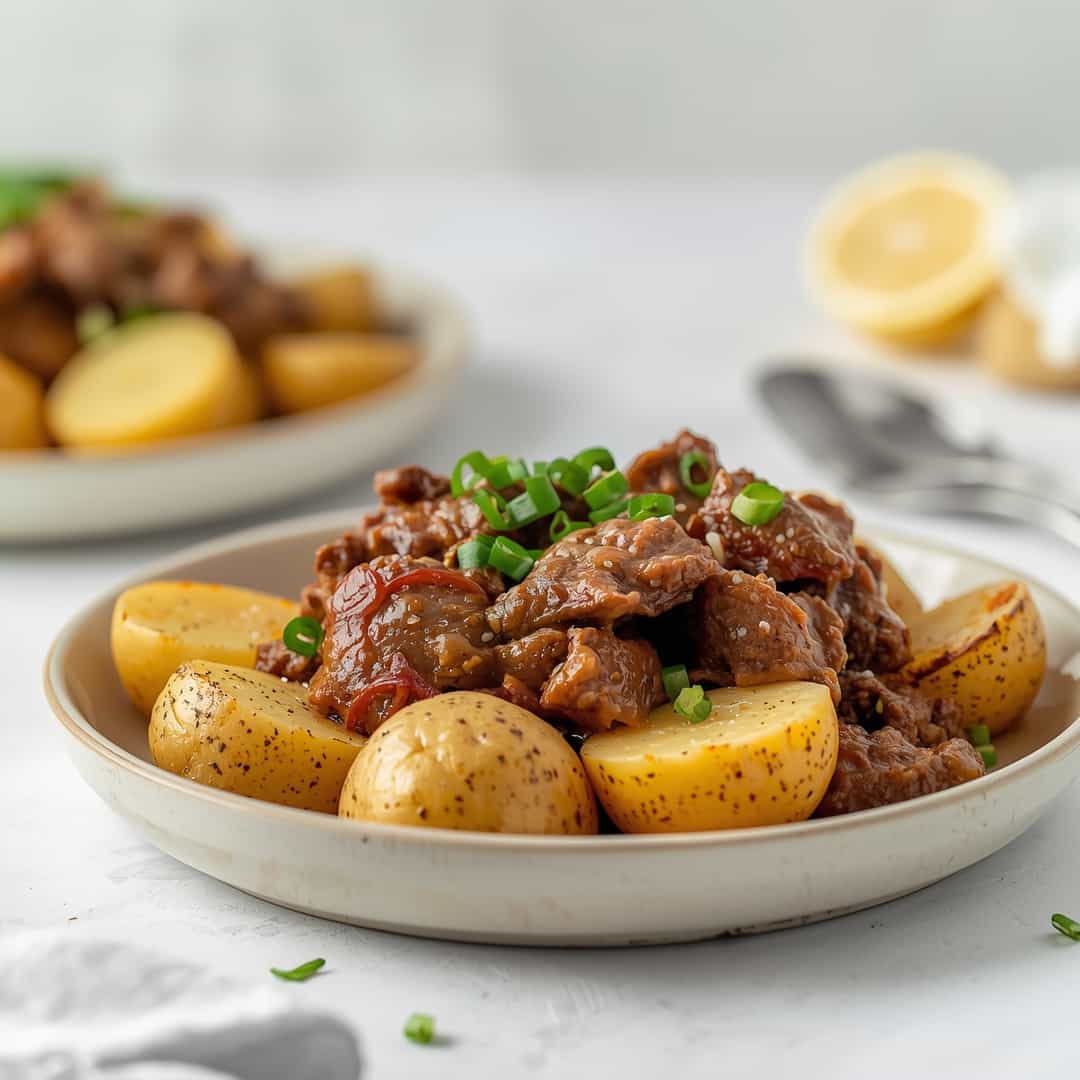 Crockpot Garlic Butter Beef Bites With Potatoes Recipe 2 Crockpot Garlic Butter Beef Bites With Potatoes Recipe