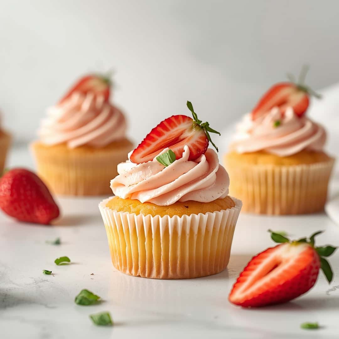 Mango Strawberry Sunset Cupcakes