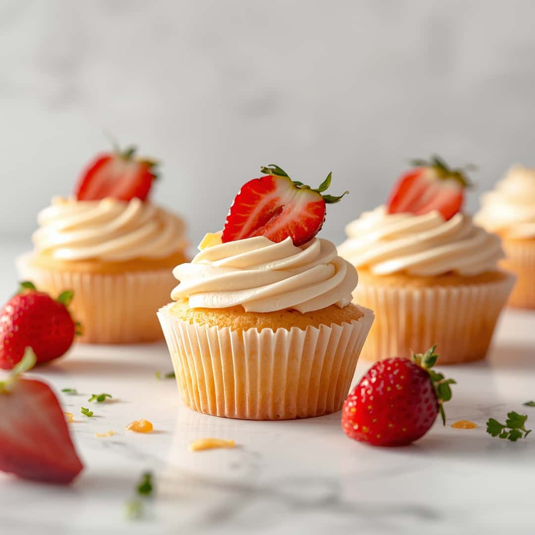 Mango Strawberry Sunset Cupcakes