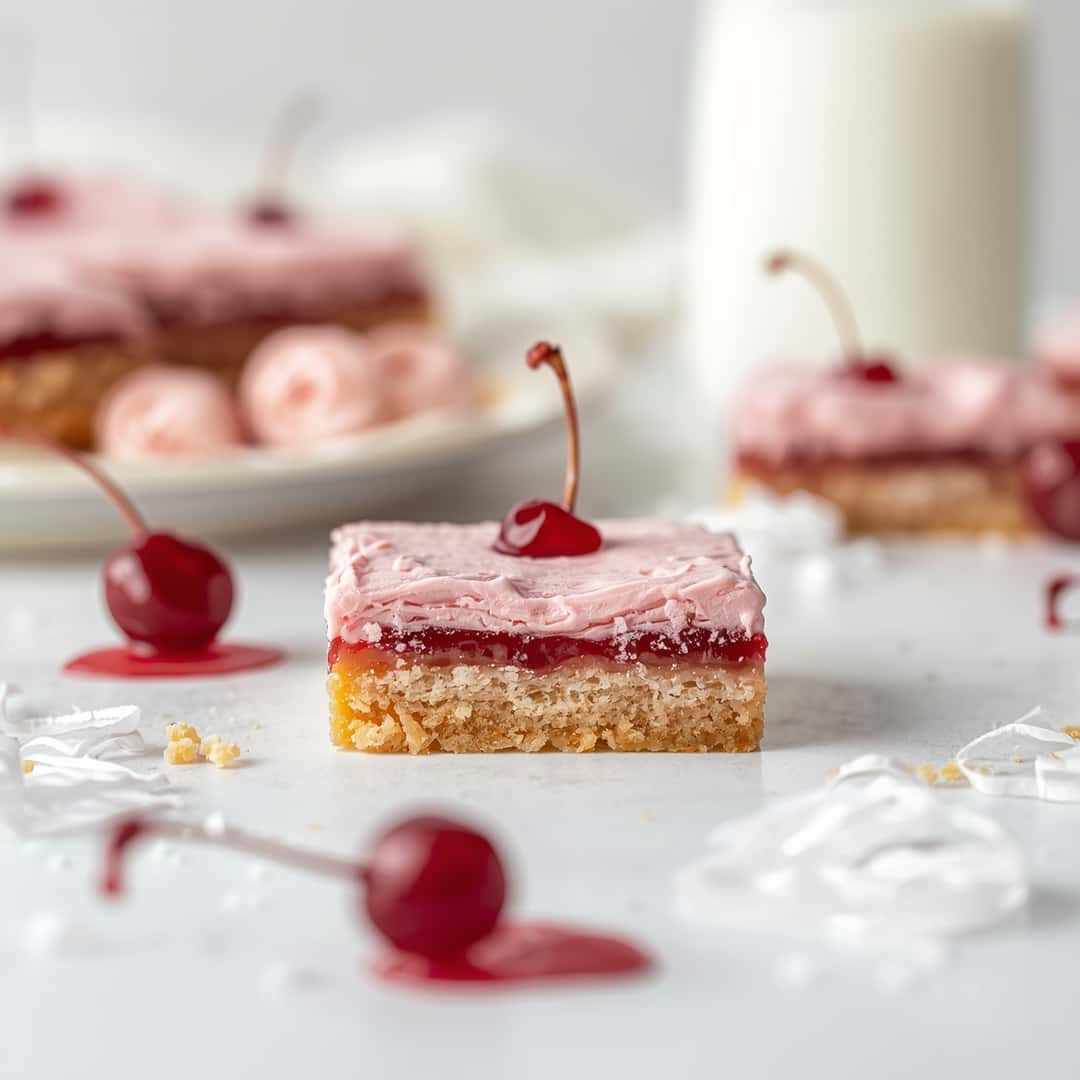 Maraschino Cherry Bars with Cherry Frosting