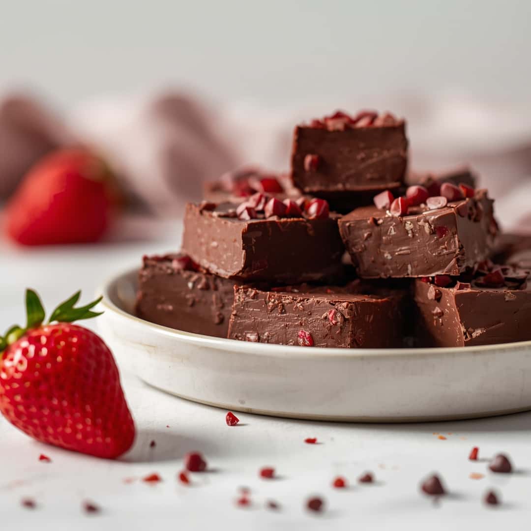 No-Bake Chocolate Covered Strawberry Fudge 2 No-Bake Chocolate Covered Strawberry Fudge