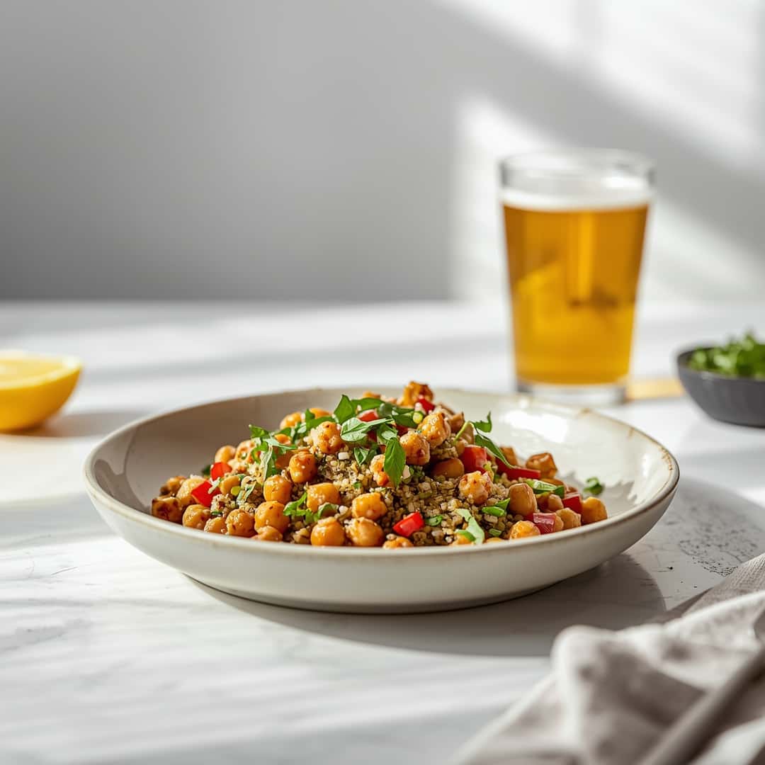 Non Alcoholic Ale Quinoa Chickpea Salad With Lemon Vinaigrette