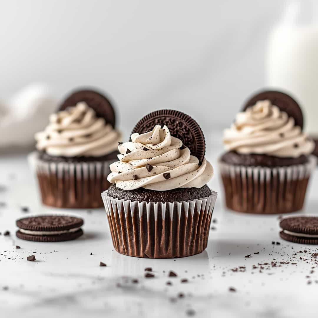 Oreo Cupcakes with Cream Frosting 2 Oreo Cupcakes with Cream Frosting