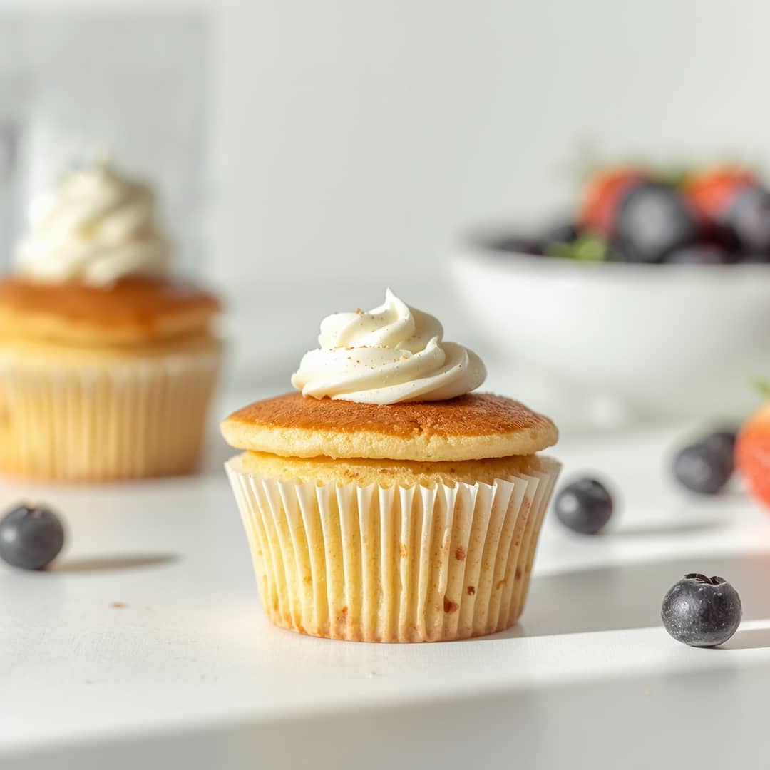 Pancake Cupcake Vanilla Topped