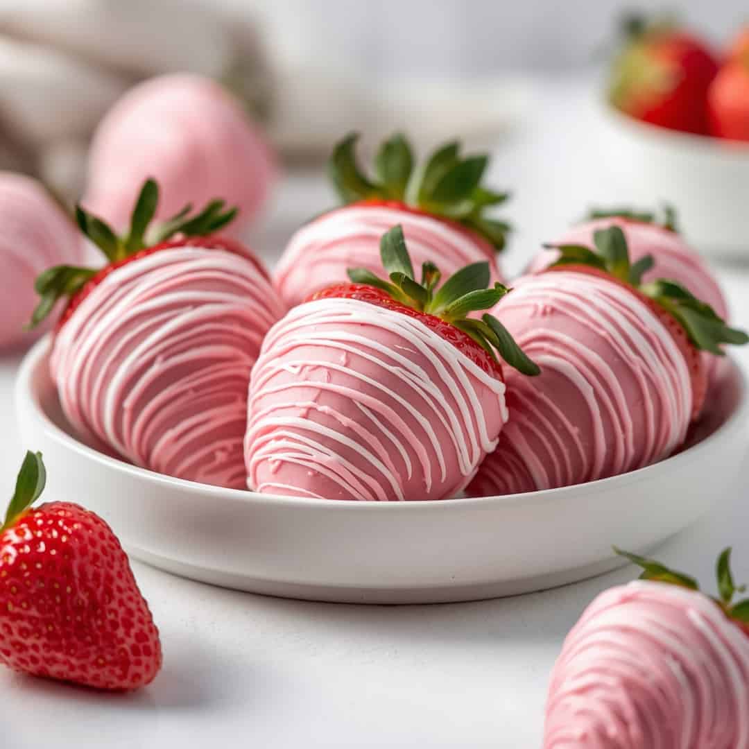 Pink and White Chocolate Covered Strawberries