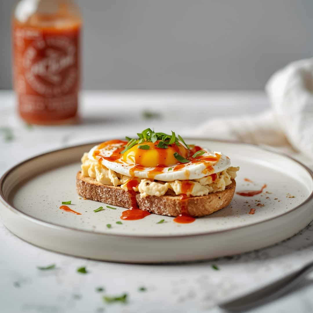 Spicy Cottage Cheese Egg Sriracha Toast Recipe