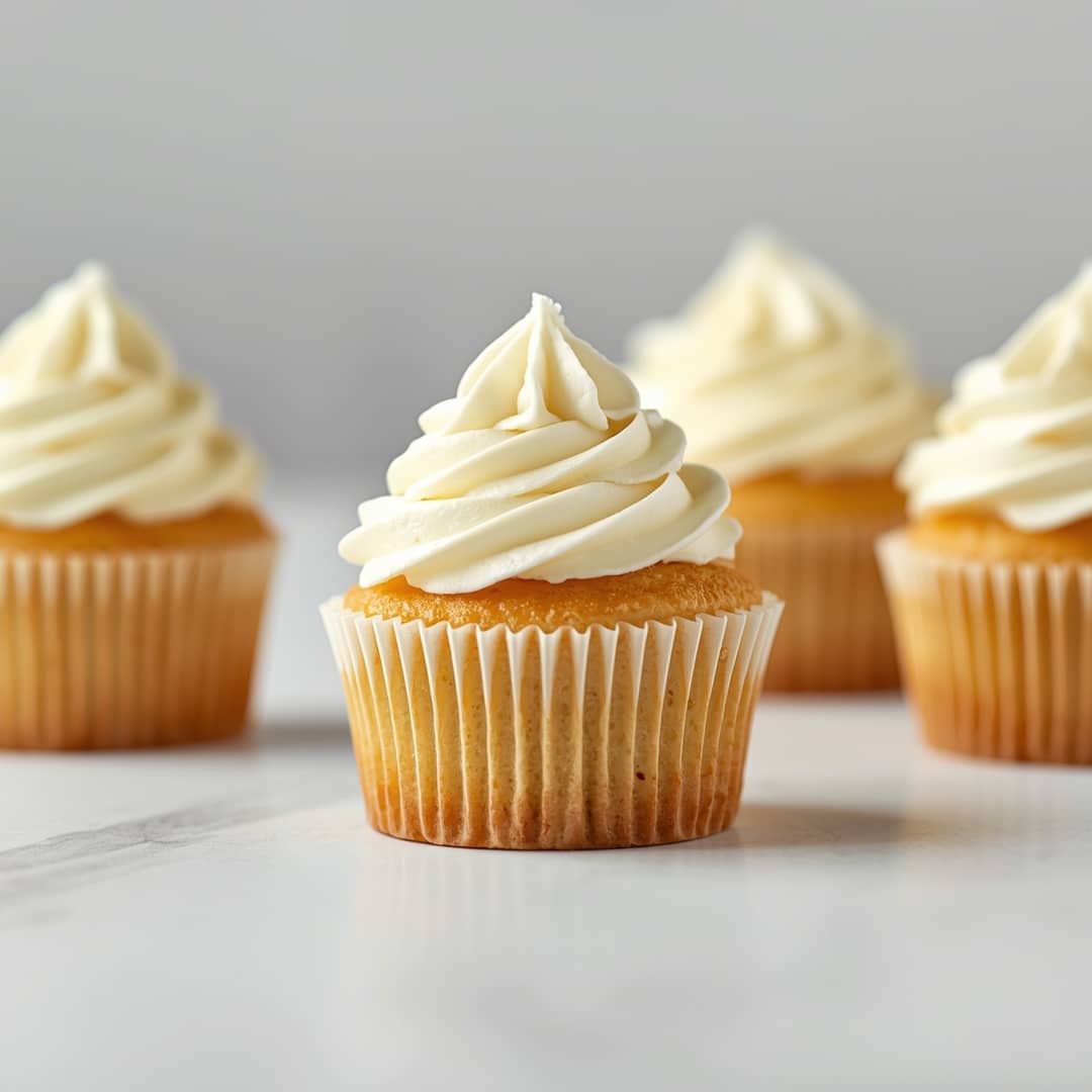 Vanilla Cupcakes with Sweet Buttercream Frosting