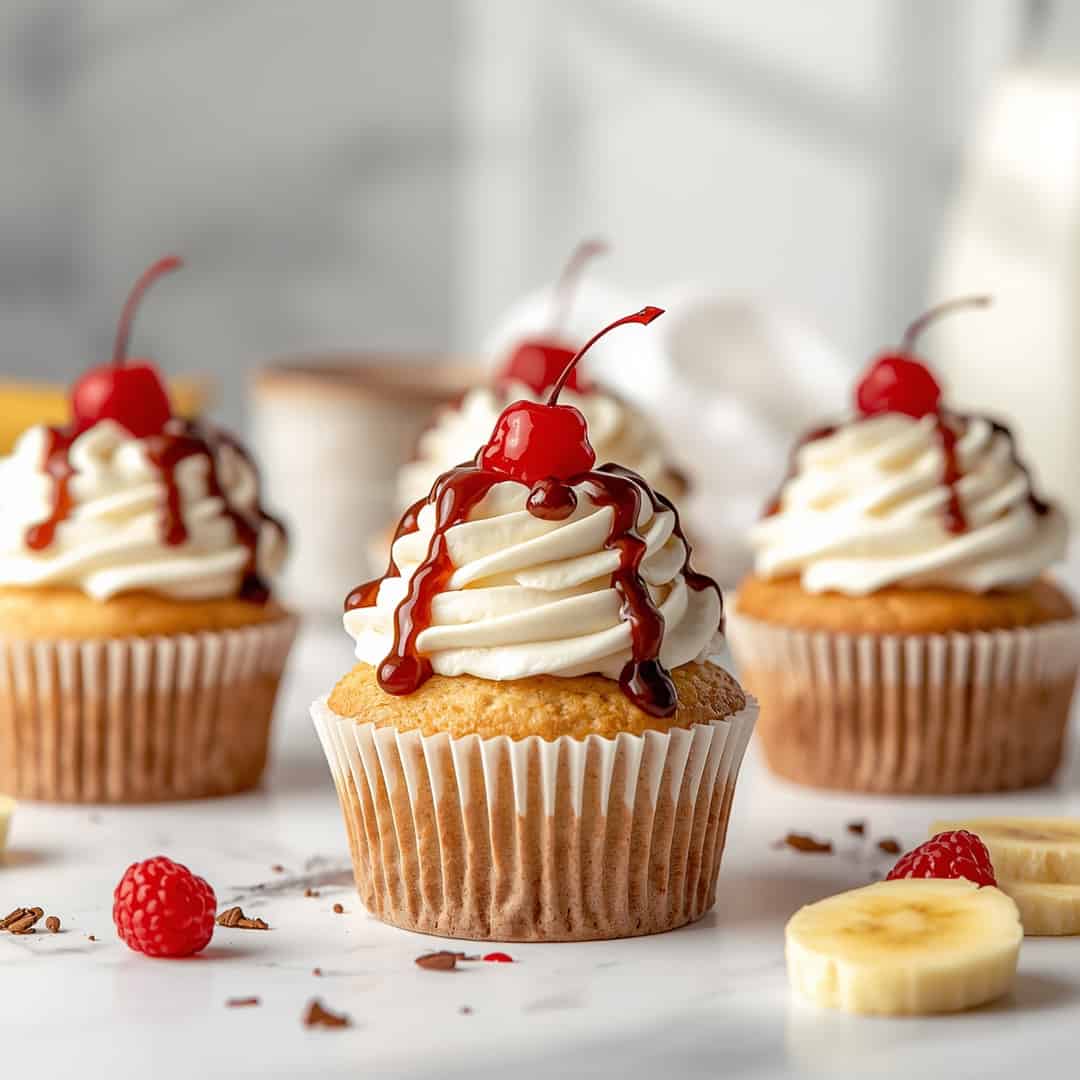 Banana Split Cupcakes