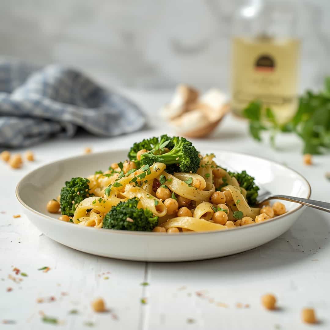 Broccoli Chickpea Pasta With Garlic Olive Oil Recipe