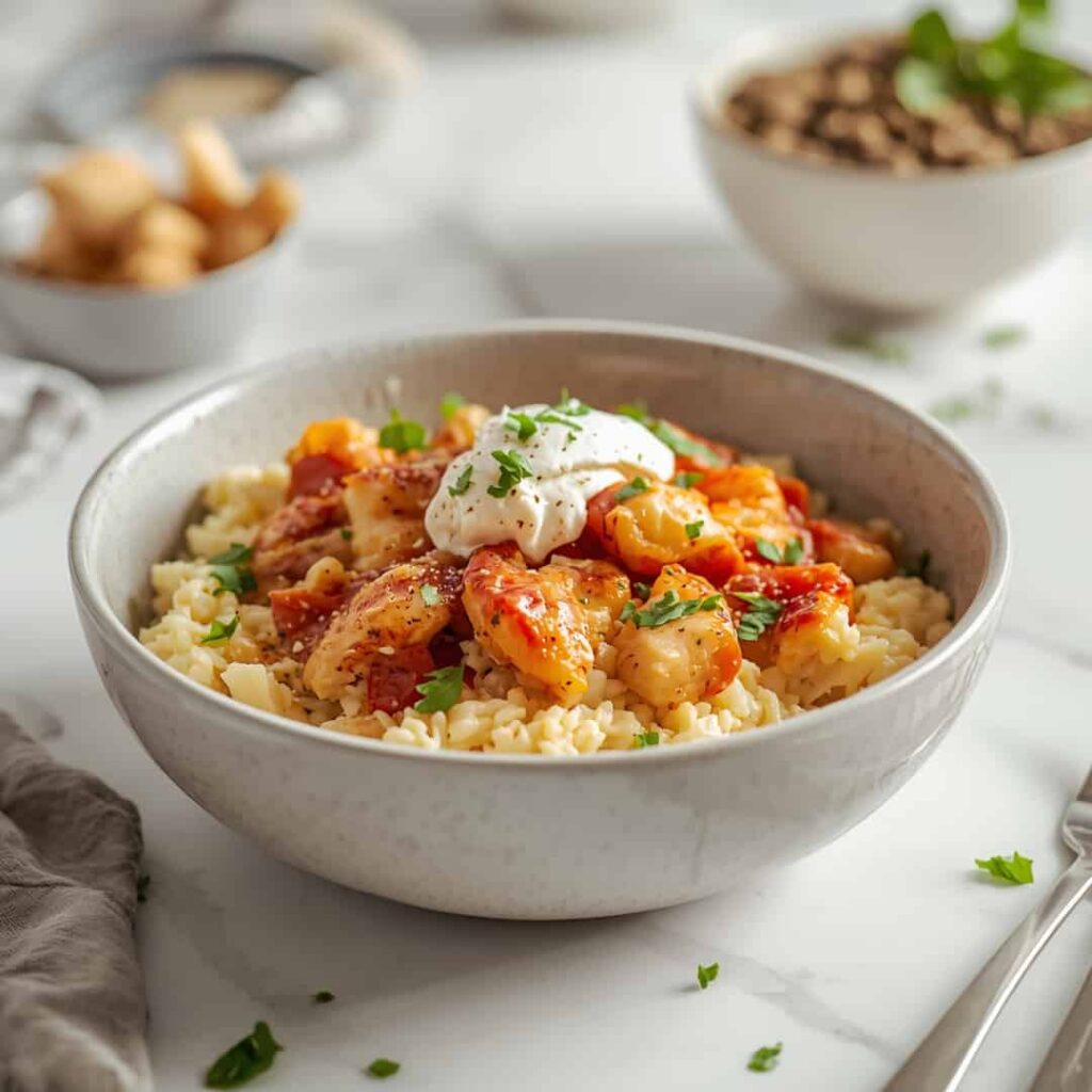 Cottage Cheese Chicken Parm Bowl Creamy High Protein